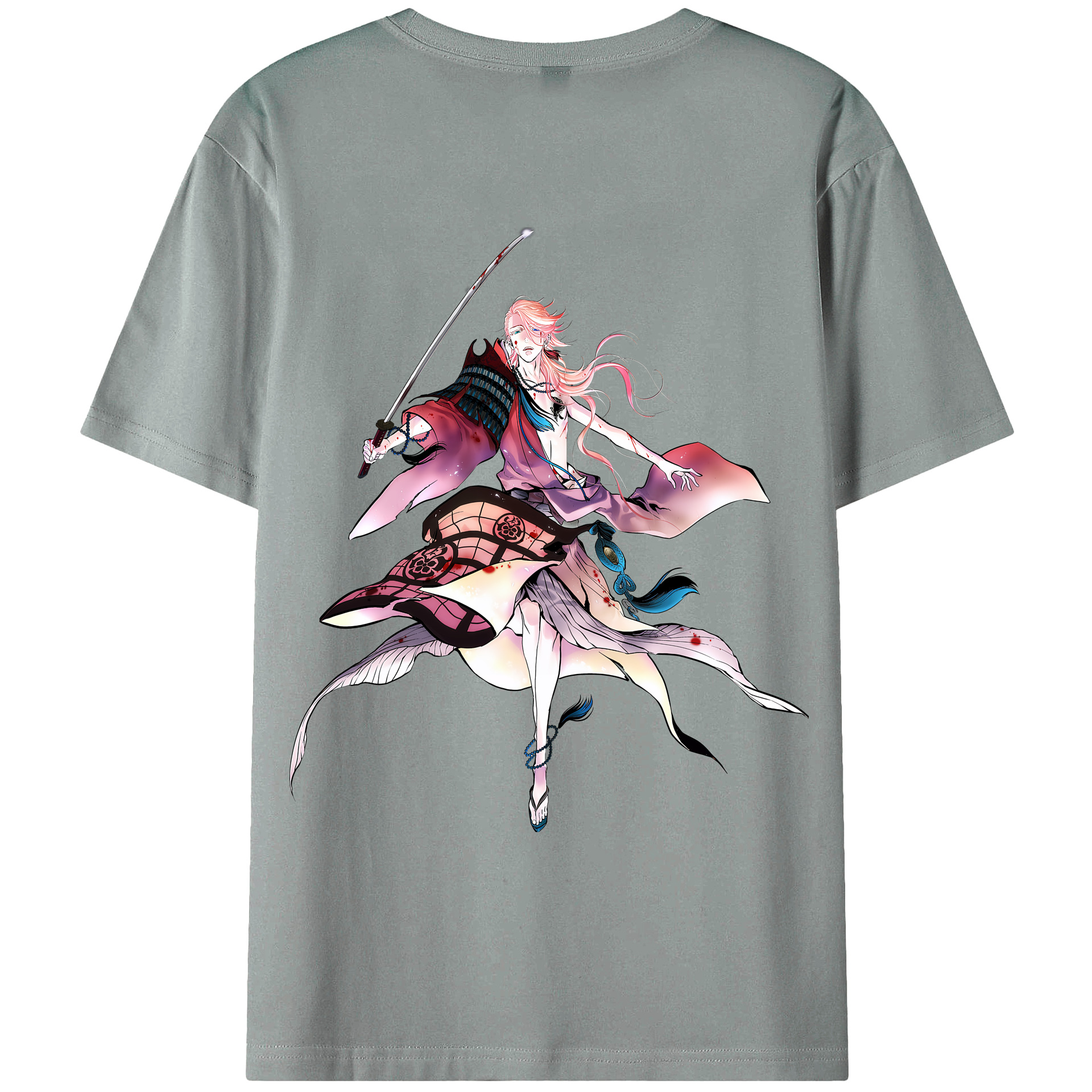 （画像用） 刀剣乱舞 Touken Ranbu 綿100％ メンズ半袖Tシャツ（バックプリント） 通気性